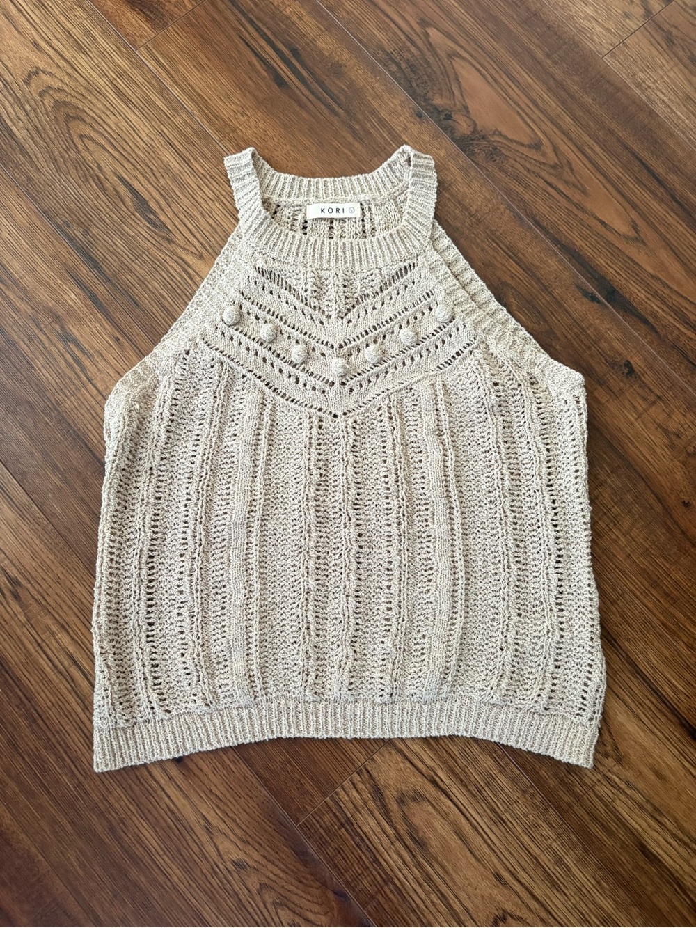 Kori Natural Crochet Halter Knit Tank